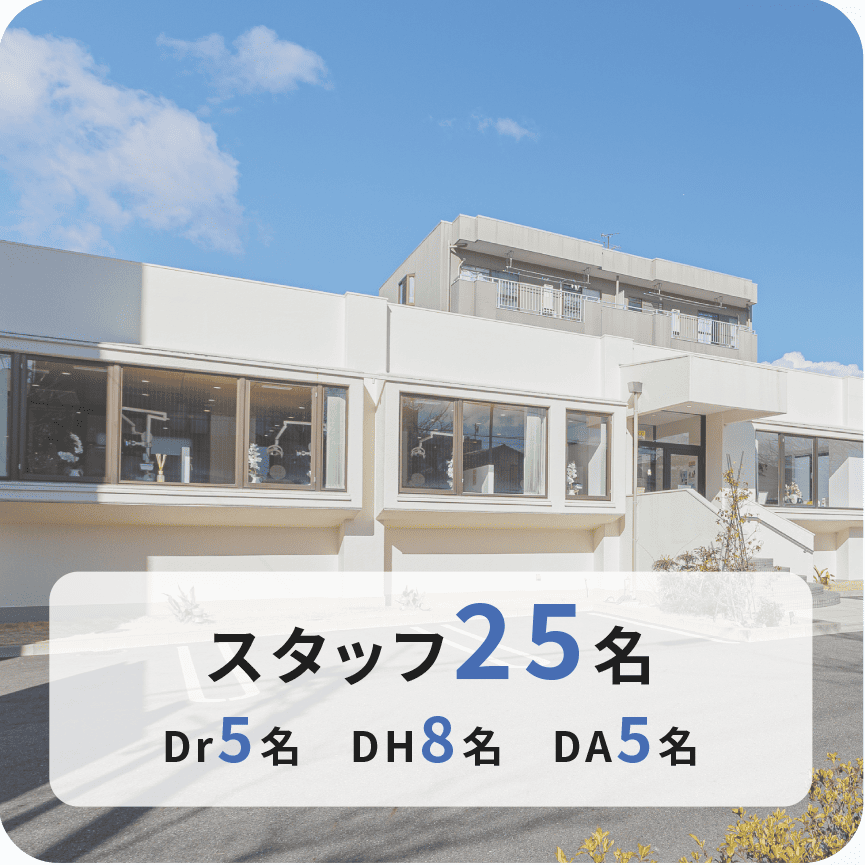 スタッフ25名 Dr5名 DH8名 DA5名